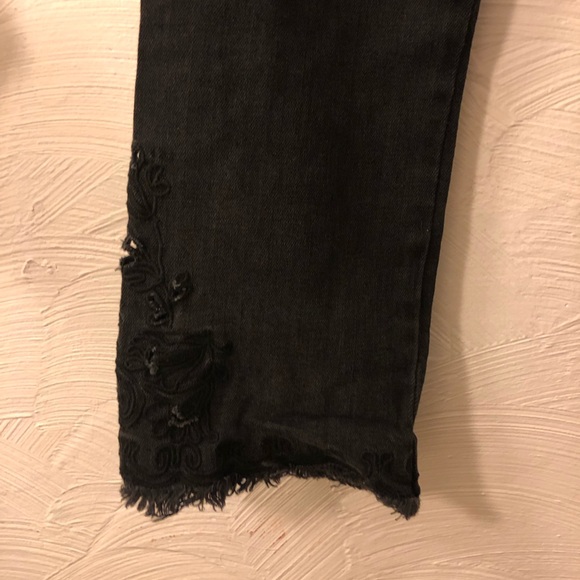 Free People Black Mid Rise Embroidered Jean - Picture 5 of 8